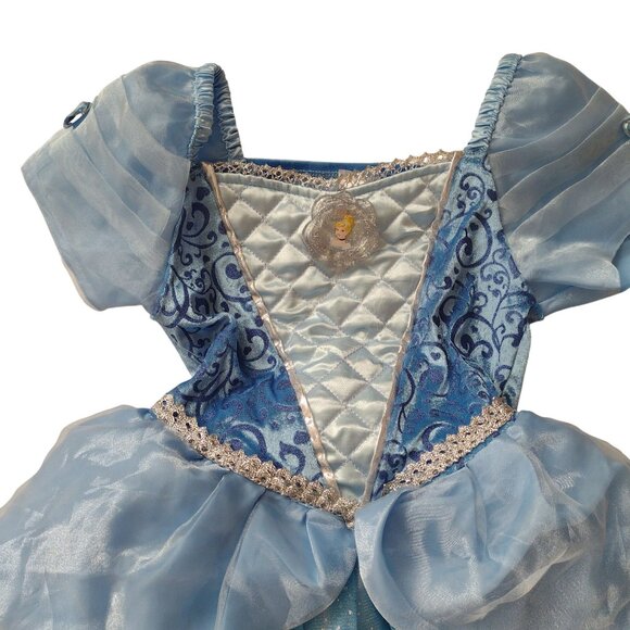 Girls Cinderella Costume 7-8 Years Light Blue Princess Dress w Poofy Skirt - Picture 3 of 10